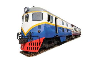 locomotora eléctrica diesel arrastrada por el tren de cabeza con fondo blanco aislado foto