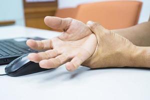 concept Tenosynovitis is the most common tendon inflammation of the wrist time of use of the personal computer or keyboard mouse photo