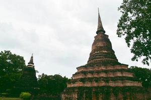 Close-up big pagoda at the Historical Park in Sukhothai, Thailand. photo