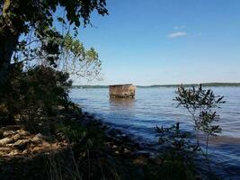 fishing or photography blind in the Potomac river photo