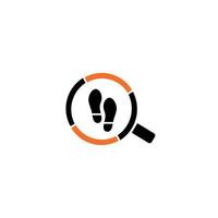 Magnifying glass with footsteps icon. Emblem design on white background vector