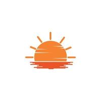 Sunset on a white background. sunset sun.The sun and the sea, the sign of the nature. Sea sunset or sunrise vector