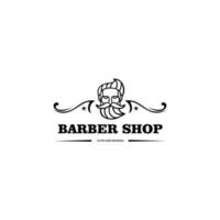 logotipo para la peluquería, logotipo en blanco y negro para una barbería, impresión retro para salones de corte de pelo, camisetas, tipografía, plantilla de gráficos vectoriales vector