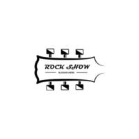 Retro styled guitar shop logo template. Rock and Roll sign. Isolated on white background. vector