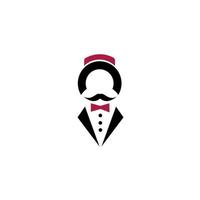 icono de línea delgada del hombre de la puerta. conserje del hotel persona con gorra. icono de colección de símbolos para sitios web, diseño web, vector