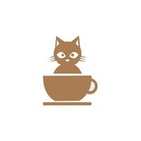 lindo gato en taza. ilustración vectorial de dibujos animados, ilustración de imágenes prediseñadas vectoriales para el diseño de niños, tarjetas, impresiones, libros para colorear. imagen kawaii sucia vector