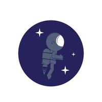 Little astronaut looks to universe at the planet surface, elements, icons, symbols, abstract, vector