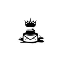 quill icon, Ink bottle and quill pen vector design, Emblem design on white background