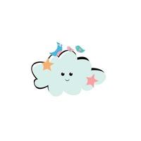 clouds with birds. Emblem design on white background. vector