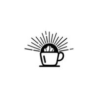diseño de ilustración de café de logotipo monoline, minimalista y simple. taza de icono de vector con bebida