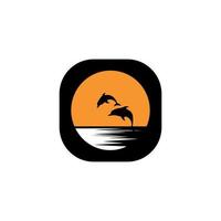 dolphin jumping up from the ocean at sunset.ocean animal. vector