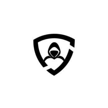 icono de hacker, agente espía, escudo de seguridad. .logo para botones, sitios web, aplicaciones móviles y otras necesidades de diseño. vector