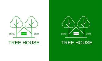 ilustración vectorial gráfico de plantilla logo casa árbol diseño simple monoline vector