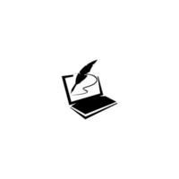 laptop with feather, Laptop icon vector, Flat icon isolated on the white background. vector