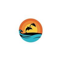 dolphin jumping up from the ocean at sunset.ocean animal. Sea friend of humans. vector