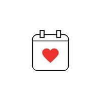 Tear-off calendar with the date February 14 and heart. valentines day flat color icon. vector