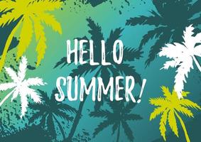Hello Summer design with tropical background. Vector illustration.