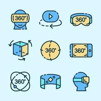 360 Degrees Technology Virtual Digital Icons Set vector