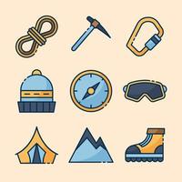 Fall Outdoor Hiking Activity Icons Set vector