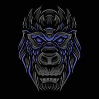 skull blue gorilla head vector illustration