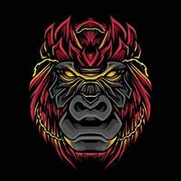 red gorilla head vector illustration