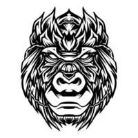 Gorilla Head line art vector illustration