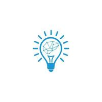 Creative brain Idea concept, knowledge innovation, brain inside bulb, logo, light solution thinking, vector