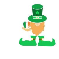 St. Patricks day gnome with shamrock on top hat and holding heart in hand. vector