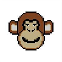 Monkey head with pixel art. Vector illustration.