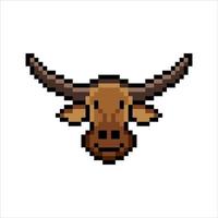 Bull head with pixel art. Vector illustration.