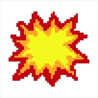 Explosion with pixel art. Vector illustration.