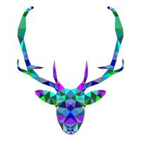 Deer vector illustration with low poly art design on white background.