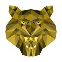 Angry tiger face low poly vector illustration on white background.
