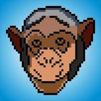 Monkey head with pixel art. Vector illustration.