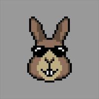 Bunny head with pixel art. Vector illustration.