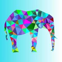 ilustración de vector de elefante con diseño de baja poli sobre fondo blanco.