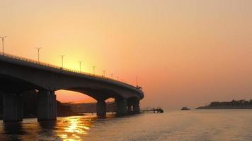 Scenic wiew of Hong Kong   Macau bridge at Sunset video