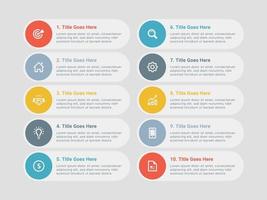 Simple and Clean Presentation Business Infographic Design Template with 10 Bar of Options vector