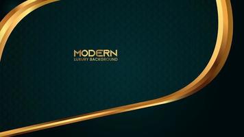 Luxury Abstract Green Background with Golden Metallic Gradient Waves and Pattern vector