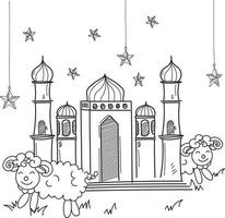 EID ADHA RAMADAN MUBARAK LINE ART VECTOR