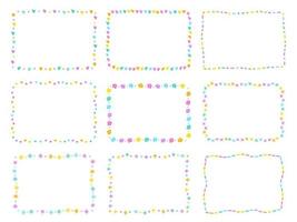 Cute Abstract Heart Flower Valentines Day Rectangle Doodle Free Hand Drawing Drawn Line Borders Frames Wreath Plate Set Collection Flat Style Rainbow Colorful Background Vector Illustration Pack