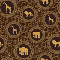 African style traditional beautiful animals background pattern vector