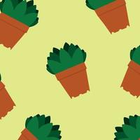 Pattern of repeating succulents. Vector illustration. Succulents isolated on colorful yellow background. Image for printing on wrapping paper tissue stationery brochures posters postcards