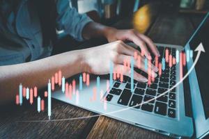 Investment ideas and technology business, Funds, Stock market and digital assets, Investors or trader, Financial data analysis, Stock graphs and forex trading, business finance background photo