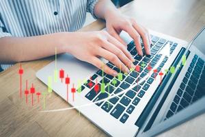 Investment ideas and technology business, Funds, Stock market and digital assets, Investors or trader, Financial data analysis, Stock graphs and forex trading, business finance background photo