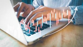 Investment ideas and technology business, Funds, Stock market and digital assets, Investors or trader, Financial data analysis, Stock graphs and forex trading, business finance background photo