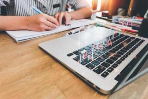 Investment ideas and technology business, Funds, Stock market and digital assets, Investors or trader, Financial data analysis, Stock graphs and forex trading, business finance background photo
