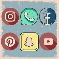 iconos vintage de redes sociales gratis vector