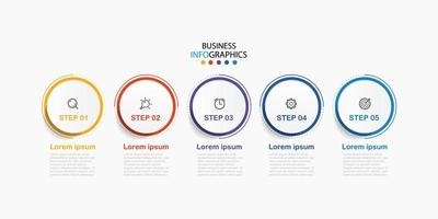 Modern business Infographic design template vector with icons and 5 options or steps. Can be used for process diagram, presentations, workflow layout, banner, flow chart, info graph. Eps10