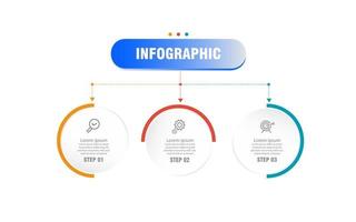 vector de plantilla de diseño infográfico empresarial moderno con iconos y 3 opciones o pasos. se puede utilizar para diagramas de proceso, presentaciones, diseño de flujo de trabajo, pancarta, diagrama de flujo, gráfico de información